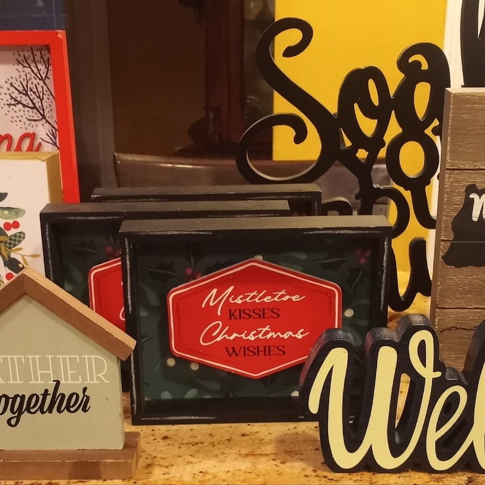 Assorted Holiday Wood Signs Lot 9 pcs